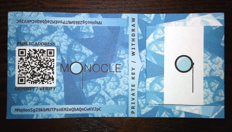 Monocle coin Paper Wallet Generator